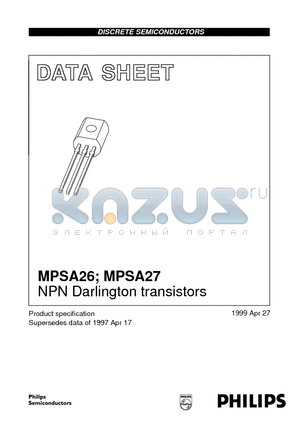 MPSA26 datasheet - NPN Darlington transistors