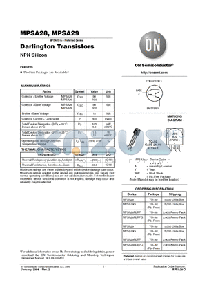 MPSA28RLRPG datasheet - Darlington Transistors NPN Silicon