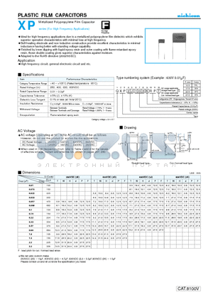 QXP2G104KRP datasheet - PLASTIC FILM CAPACITORS