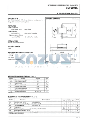 MGF0909A datasheet - L,S BAND POWER GaAs FET