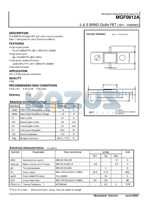 MGF0912A datasheet - L & S BAND GaAs FET