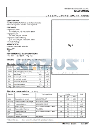 MGF0918A datasheet - L & S BAND GaAs FET