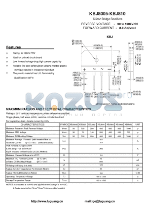 KBJ801 datasheet - Silicon Bridge Rectifiers