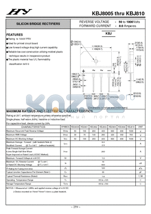 KBJ810 datasheet - SILICON BRIDGE RECTIFIERS