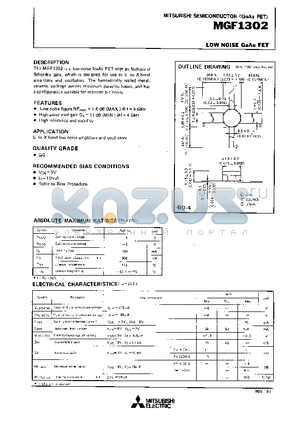 MGF1302 datasheet - LOW NOISE GaAs FET