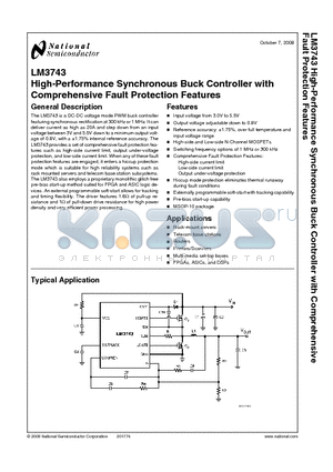 LM3743MMX-300 datasheet - High-Performance Synchronous Buck Controller with Comprehensive Fault Protection Features