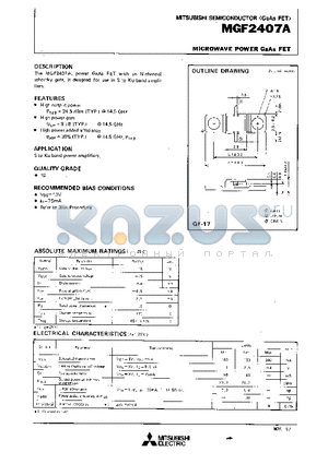 MGF2407 datasheet - MICROWAVE POWER GaAs FET