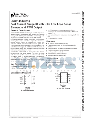 LM3814_05 datasheet - Fast Current Gauge IC with Ultra Low Loss Sense Element and PWM Output