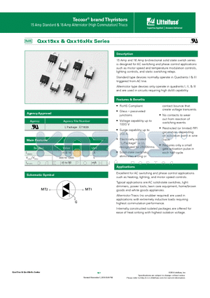 QXX15NYRP datasheet - 15 Amp and 16 Amp bi-directional solid state switch series is designed for AC