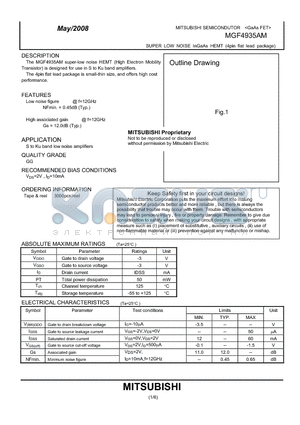 MGF4935AM datasheet - SUPER LOW NOISE InGaAs HEMT (4pin flat lead package)