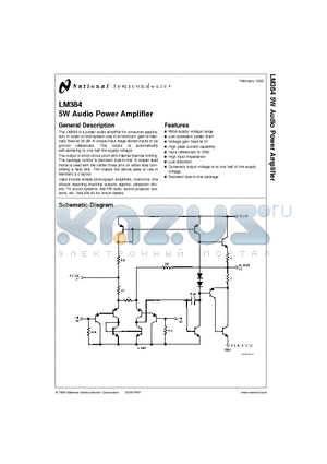 LM384 datasheet - 5W Audio Power Amplifier