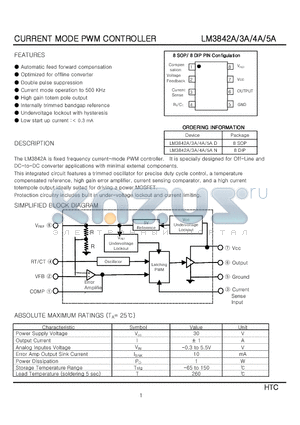 LM3843AD datasheet - CURRENT MODE PWM CONTROLLER