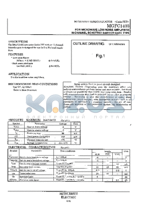 MGFC1403 datasheet - FOR MICROWAVE LOW-NOISE AMPLIFIERS,N-CHANNEL SCHOTTKY BARRIER GATE TYPE