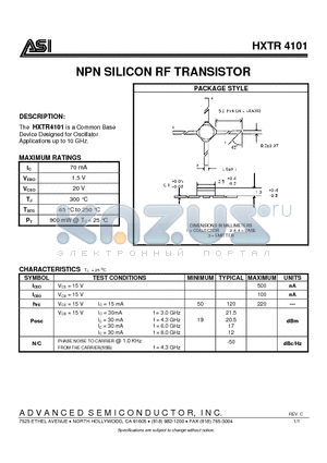 HXTR4101 datasheet - NPN SILICON RF TRANSISTOR