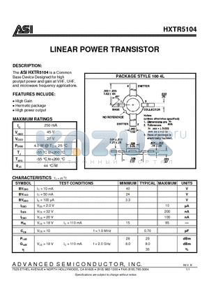 HXTR5104 datasheet - LINEAR POWER TRANSISTOR