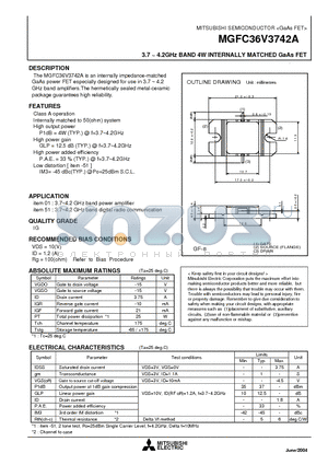 MGFC36V3742A_04 datasheet - 3.7 ~ 4.2GHz BAND 4W INTERNALLY MATCHED GaAs FET