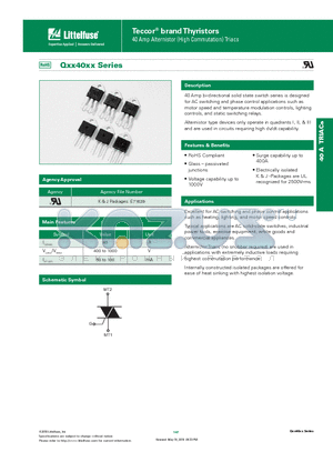 QXX40J7TP datasheet - 40 Amp bi-directional solid state switch series is designed for AC switching