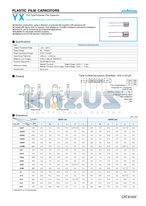 QYX1H103KTP datasheet - PLASTIC FILM CAPACITORS