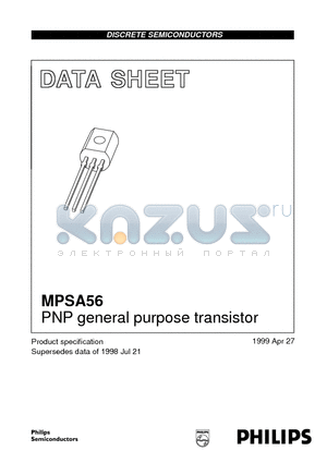 MPSA56 datasheet - PNP general purpose transistor