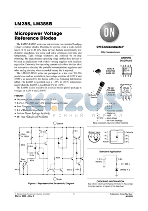 LM385BD-1.2 datasheet - Micropower Voltage Reference Diodes