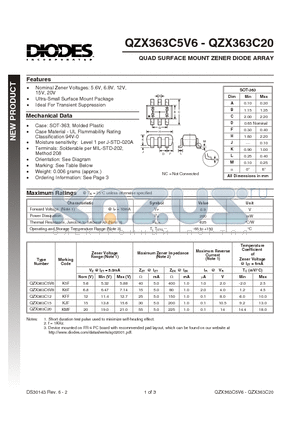 QZX363C12 datasheet - QUAD SURFACE MOUNT DIODE ARRAY