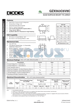 QZX563C6V8C datasheet - QUAD SURFACE MOUNT TVS ARRAY