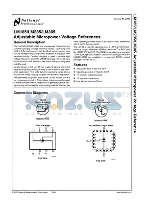 LM385BM datasheet - Adjustable Micropower Voltage References