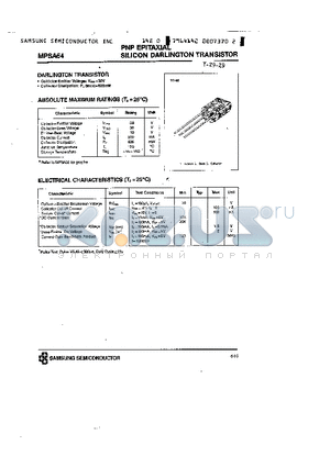 MPSA64 datasheet - PNP (DRALINGTON TRANSISTOR)