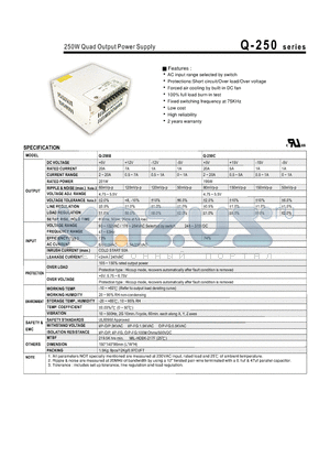 Q-250 datasheet - 250W Quad Output Power Supply