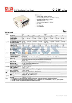 Q-250C datasheet - 250W Quad Output Power Supply