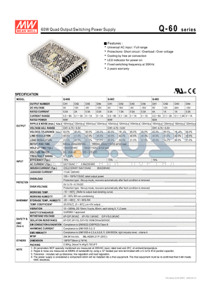 Q-60 datasheet - 60W Quad Output Switching Power Supply