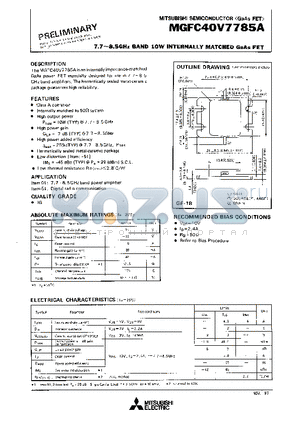 MGFC40V7785A datasheet - 7.7 - 8.5GHz BAND 10W INTERNALLY MATCHED GaAs FET
