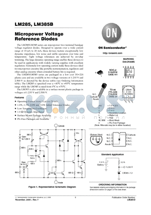 LM385BZ-1.2G datasheet - Micropower Voltage Reference Diodes