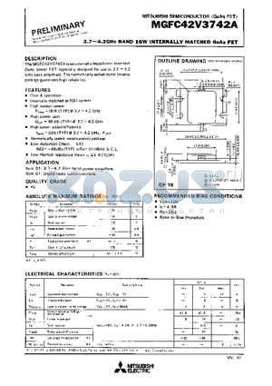 MGFC42V3742A datasheet - 3.7- 4.2GHz BAND 16W INTERNALLY MATCHED GaAs FET