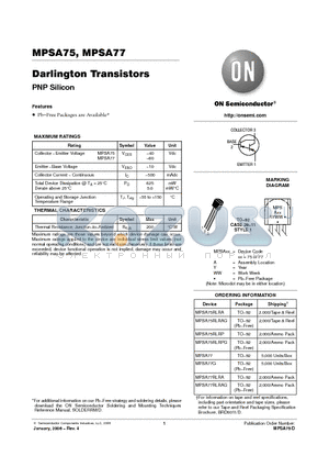 MPSA77 datasheet - Darlington Transistors PNP Silicon