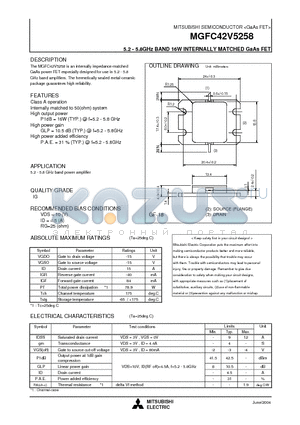 MGFC42V5258_04 datasheet - 5.2 - 5.8GHz BAND 16W INTERNALLY MATCHED GaAs FET