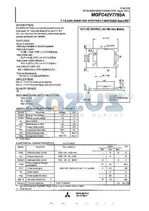 MGFC42V7785A datasheet - 7.7- 8.5GHz BAND 16W INTERNALLY MATCHED GaAs FET