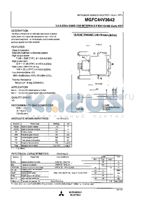 MGFC44V3642_98 datasheet - 3.6-4.2GHz BAND 24W INTERNALLY MATCHED GaAs FET