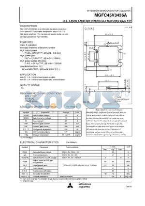 MGFC45V3436A datasheet - 3.4 - 3.6GHz BAND 32W INTERNALLY MATCHED GaAs FET