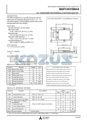 MGFC45V5964A_04 datasheet - 5.9 - 6.4 GHz BAND 32W INTERNALLY MATCHED GaAs FET