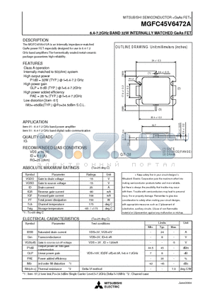 MGFC45V6472A_04 datasheet - 6.4-7.2GHz BAND 32W INTERNALLY MATCHED GaAs FET