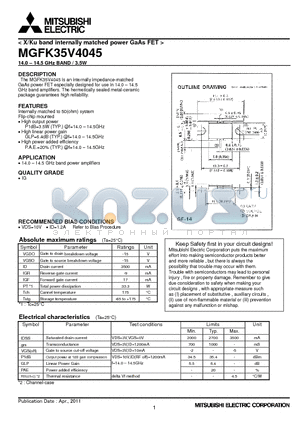 MGFK35V4045_11 datasheet - X/Ku band internally matched power GaAs FET