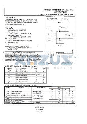 MGFK36V4045 datasheet - 14.0-14.5GHz BAND 4W INTERNALLY MATCHED GaAs FET