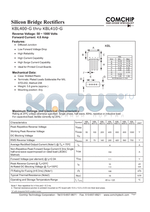 KBL400-G datasheet - Silicon Bridge Rectifiers