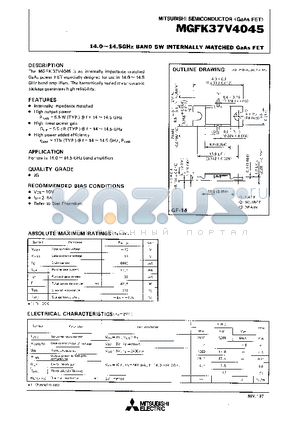 MGFK37V4045 datasheet - 14.0-14.5GHz BAND 5W INTERNALLY MATCHED GaAs FET