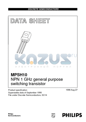 MPSH10 datasheet - NPN 1 GHz general purpose switching transistor