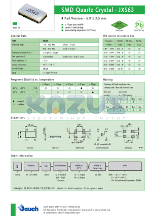 Q10.0-JXS63-12-30 datasheet - SMD Quartz Crystal