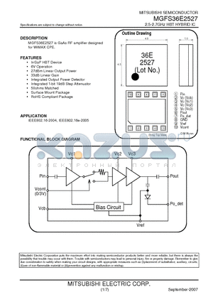 MGFS36E2527 datasheet - 2.5-2.7GHz HBT HYBRID IC