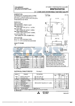 MGFS44V2735 datasheet - 2.7-3.5GHz BAND 25W INTERNALLY MATCHD GaAs FET