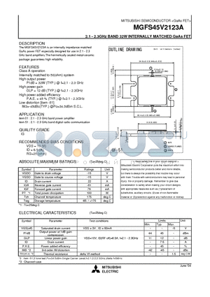 MGFS45V2123A datasheet - 2.1 - 2.3GHz BAND 32W INTERNALLY MATCHED GaAs FET